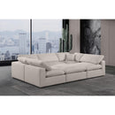 Meridian Comfy Beige Linen Textured Fabric Modular Sectional IMAGE 2