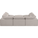 Meridian Comfy Beige Linen Textured Fabric Modular Sectional IMAGE 3
