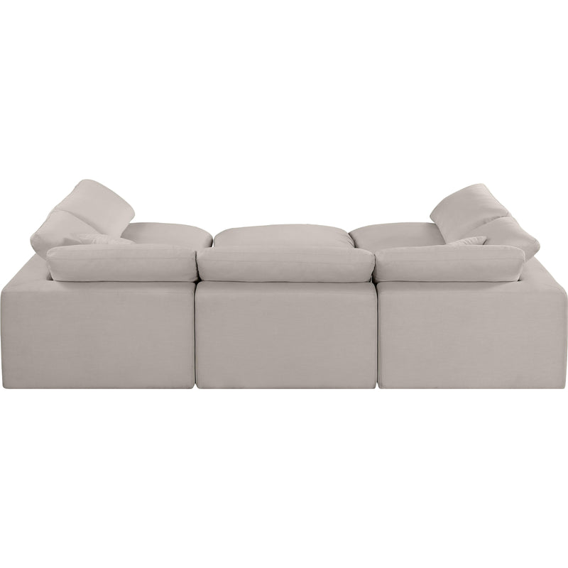 Meridian Comfy Beige Linen Textured Fabric Modular Sectional IMAGE 3