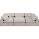 Meridian Comfy Beige Linen Textured Fabric Modular Sectional IMAGE 4