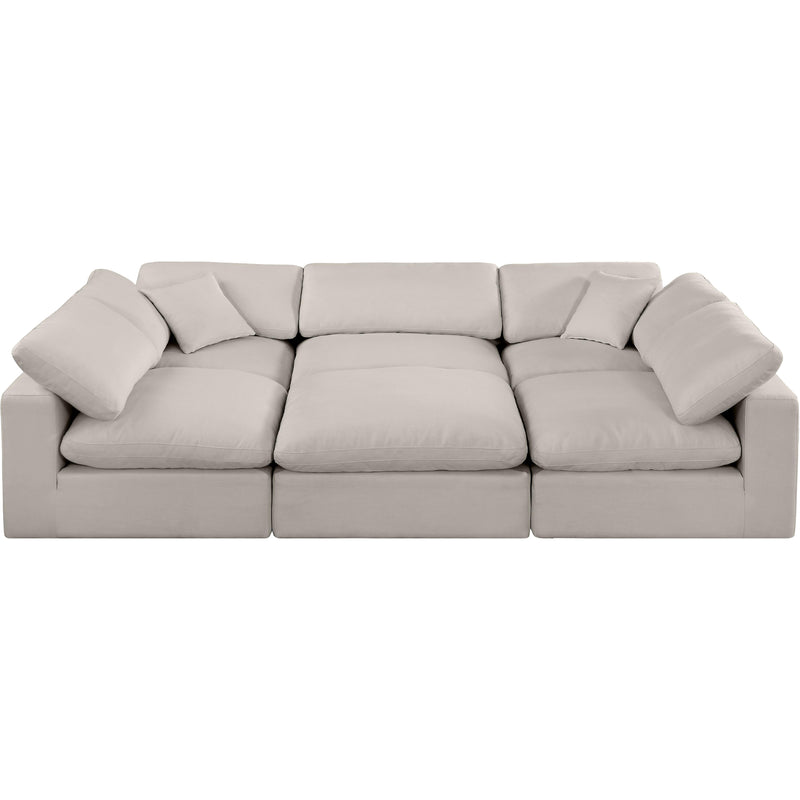 Meridian Comfy Beige Linen Textured Fabric Modular Sectional IMAGE 4