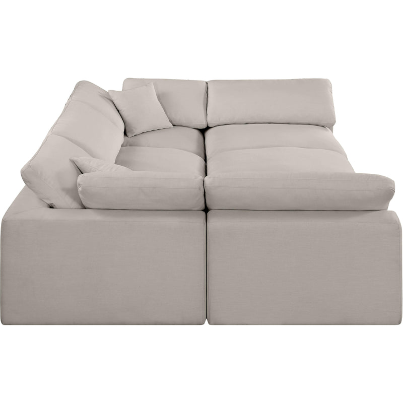 Meridian Comfy Beige Linen Textured Fabric Modular Sectional IMAGE 5