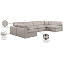 Meridian Comfy Beige Linen Textured Fabric Modular Sectional IMAGE 11