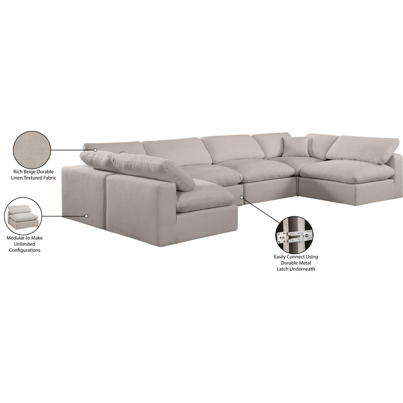 Meridian Comfy Beige Linen Textured Fabric Modular Sectional IMAGE 11