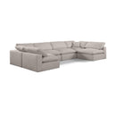 Meridian Comfy Beige Linen Textured Fabric Modular Sectional IMAGE 1