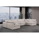 Meridian Comfy Beige Linen Textured Fabric Modular Sectional IMAGE 2