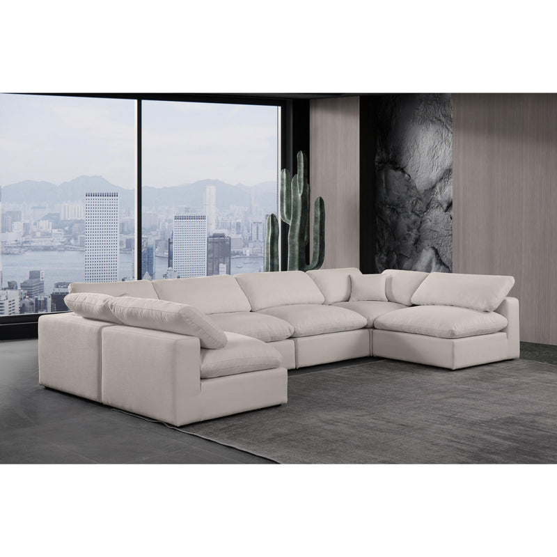 Meridian Comfy Beige Linen Textured Fabric Modular Sectional IMAGE 2