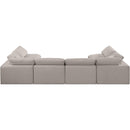 Meridian Comfy Beige Linen Textured Fabric Modular Sectional IMAGE 3