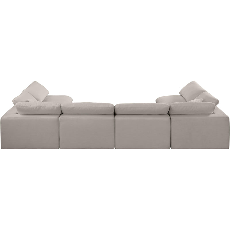 Meridian Comfy Beige Linen Textured Fabric Modular Sectional IMAGE 3