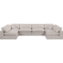 Meridian Comfy Beige Linen Textured Fabric Modular Sectional IMAGE 4