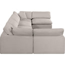 Meridian Comfy Beige Linen Textured Fabric Modular Sectional IMAGE 5