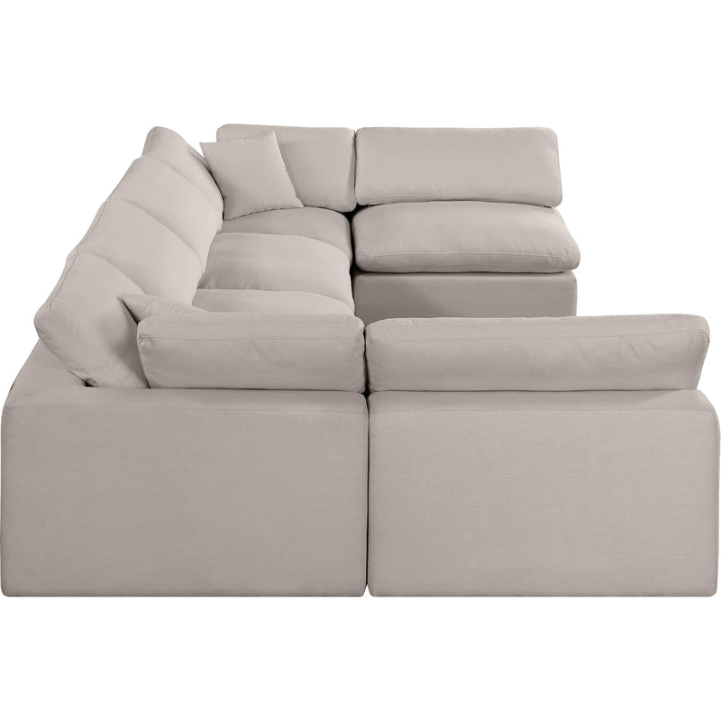 Meridian Comfy Beige Linen Textured Fabric Modular Sectional IMAGE 5