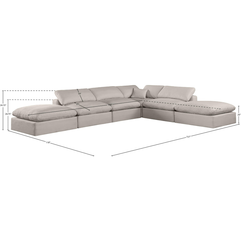Meridian Comfy Beige Linen Textured Fabric Modular Sectional IMAGE 10