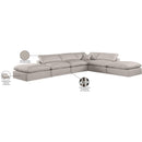 Meridian Comfy Beige Linen Textured Fabric Modular Sectional IMAGE 11