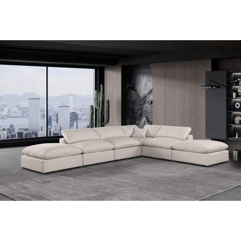 Meridian Comfy Beige Linen Textured Fabric Modular Sectional IMAGE 2
