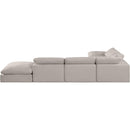 Meridian Comfy Beige Linen Textured Fabric Modular Sectional IMAGE 3