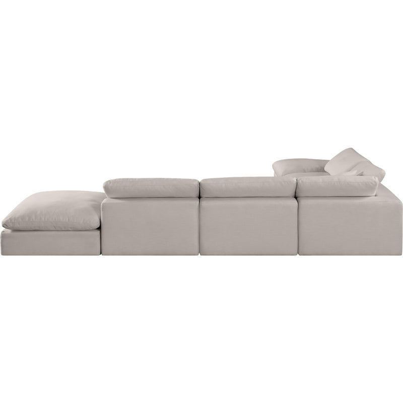 Meridian Comfy Beige Linen Textured Fabric Modular Sectional IMAGE 3