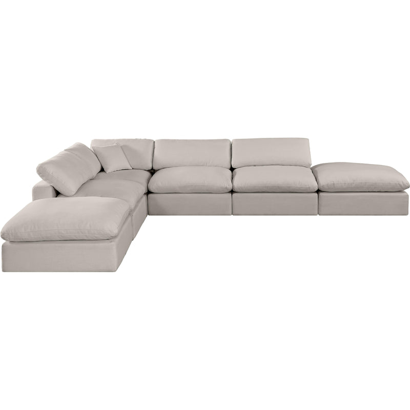 Meridian Comfy Beige Linen Textured Fabric Modular Sectional IMAGE 4