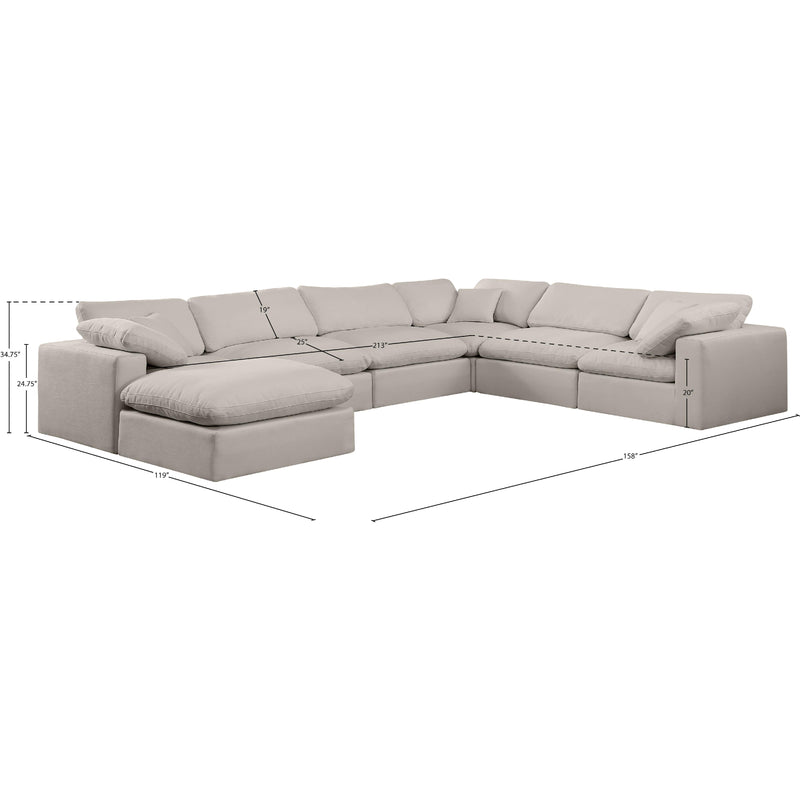 Meridian Comfy Beige Linen Textured Fabric Modular Sectional IMAGE 10