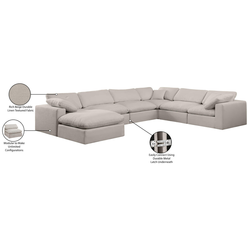 Meridian Comfy Beige Linen Textured Fabric Modular Sectional IMAGE 11