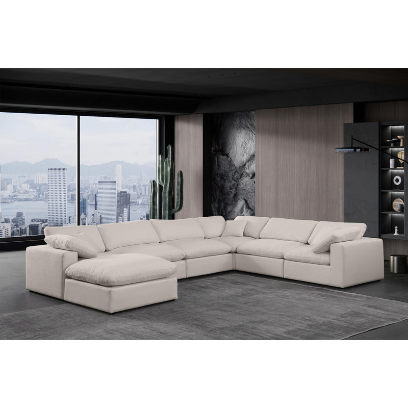 Meridian Comfy Beige Linen Textured Fabric Modular Sectional IMAGE 2