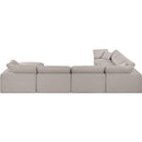 Meridian Comfy Beige Linen Textured Fabric Modular Sectional IMAGE 3