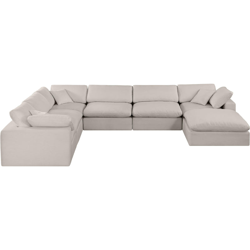 Meridian Comfy Beige Linen Textured Fabric Modular Sectional IMAGE 4