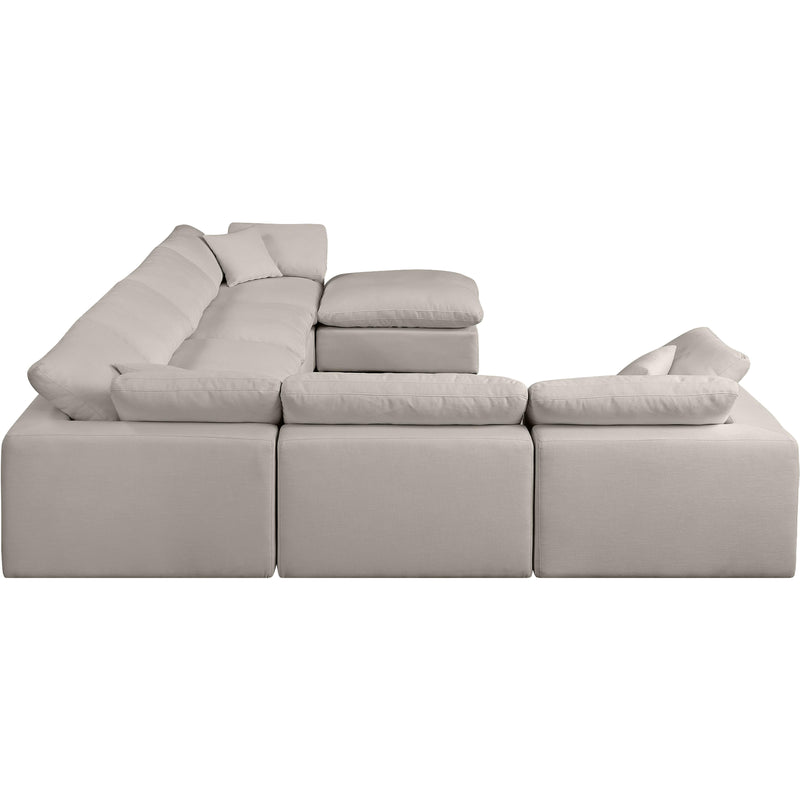 Meridian Comfy Beige Linen Textured Fabric Modular Sectional IMAGE 5
