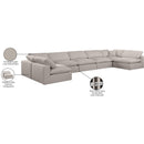 Meridian Comfy Beige Linen Textured Fabric Modular Sectional IMAGE 11