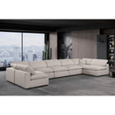 Meridian Comfy Beige Linen Textured Fabric Modular Sectional IMAGE 2