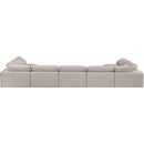 Meridian Comfy Beige Linen Textured Fabric Modular Sectional IMAGE 3