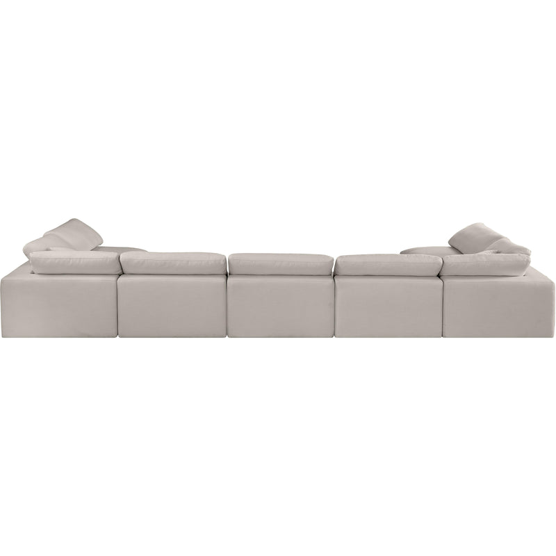 Meridian Comfy Beige Linen Textured Fabric Modular Sectional IMAGE 3