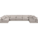 Meridian Comfy Beige Linen Textured Fabric Modular Sectional IMAGE 4