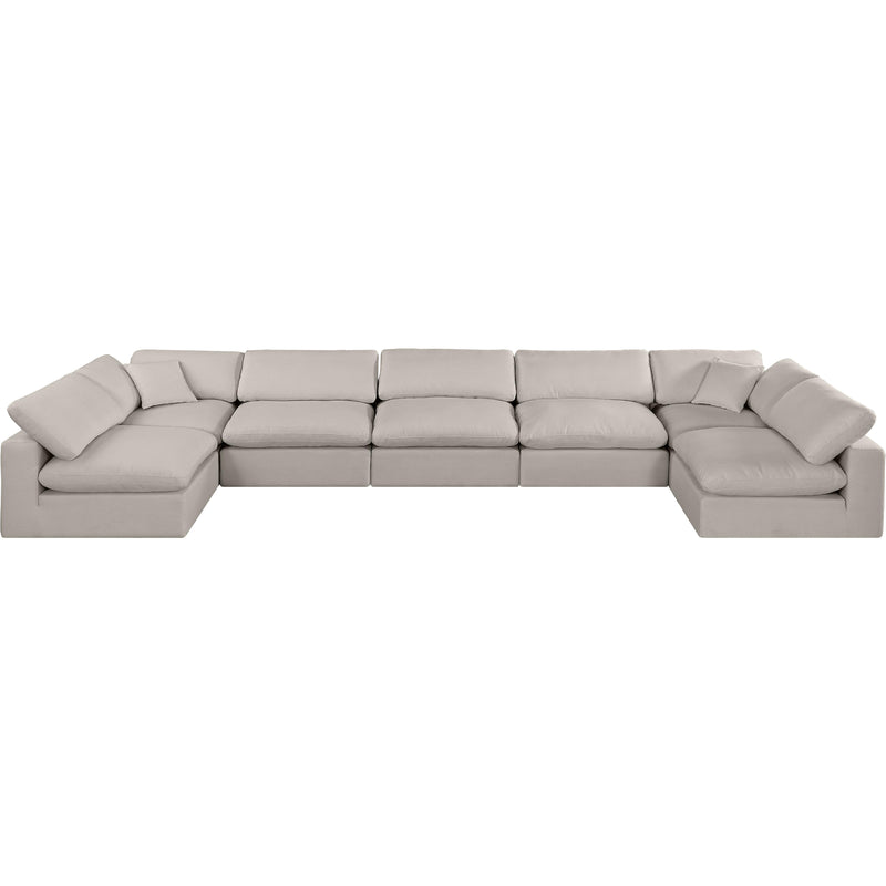 Meridian Comfy Beige Linen Textured Fabric Modular Sectional IMAGE 4