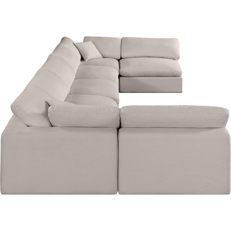 Meridian Comfy Beige Linen Textured Fabric Modular Sectional IMAGE 5