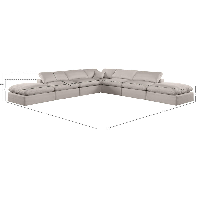 Meridian Comfy Beige Linen Textured Fabric Modular Sectional IMAGE 10