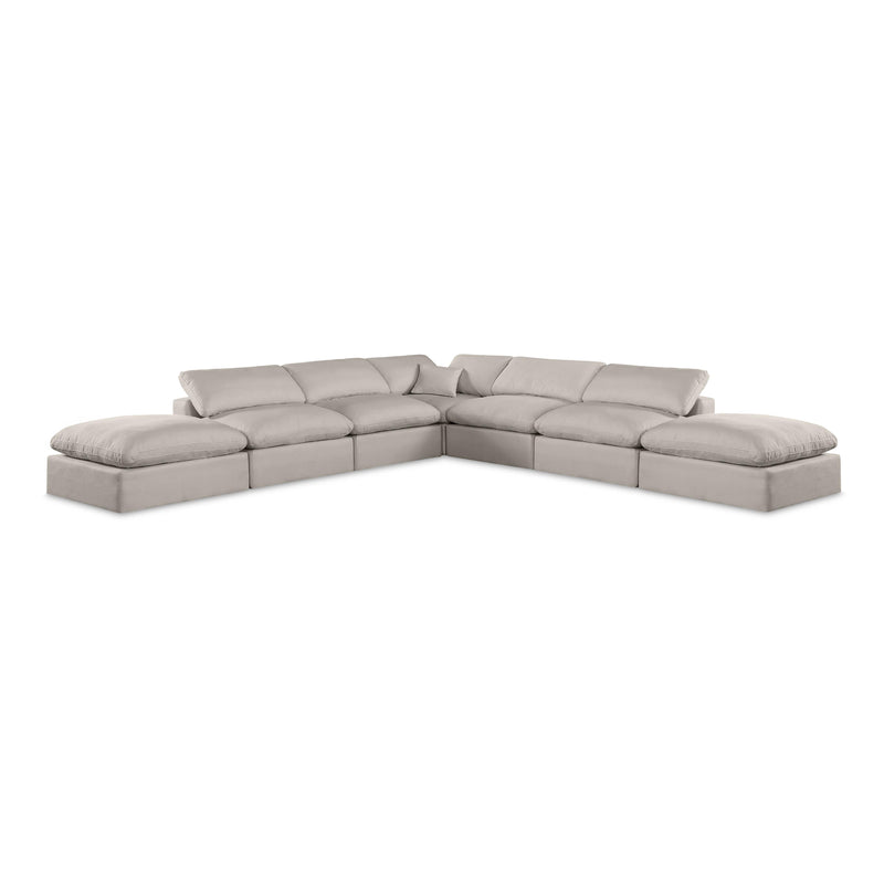 Meridian Comfy Beige Linen Textured Fabric Modular Sectional IMAGE 1
