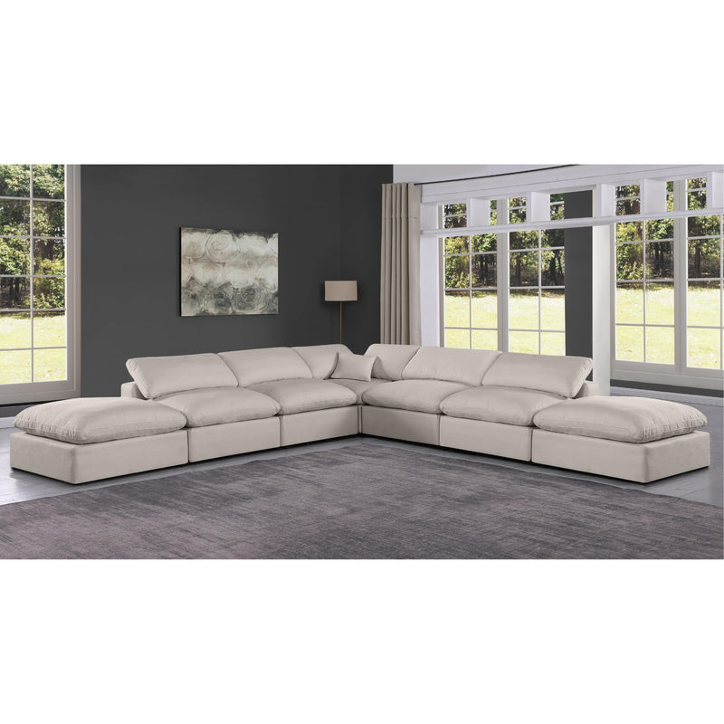 Meridian Comfy Beige Linen Textured Fabric Modular Sectional IMAGE 2