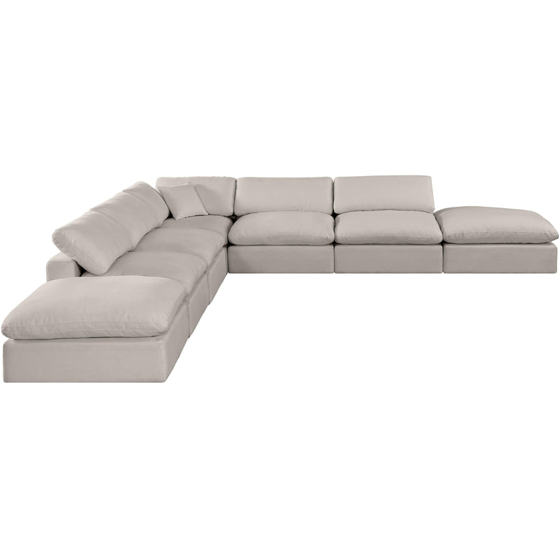 Meridian Comfy Beige Linen Textured Fabric Modular Sectional IMAGE 4