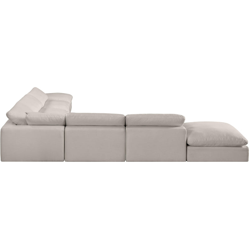 Meridian Comfy Beige Linen Textured Fabric Modular Sectional IMAGE 5
