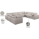 Meridian Comfy Beige Linen Textured Fabric Modular Sectional IMAGE 11