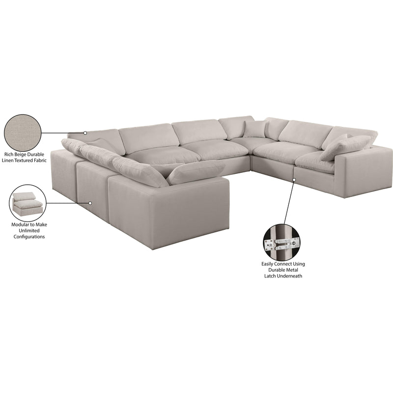 Meridian Comfy Beige Linen Textured Fabric Modular Sectional IMAGE 11