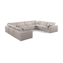 Meridian Comfy Beige Linen Textured Fabric Modular Sectional IMAGE 1