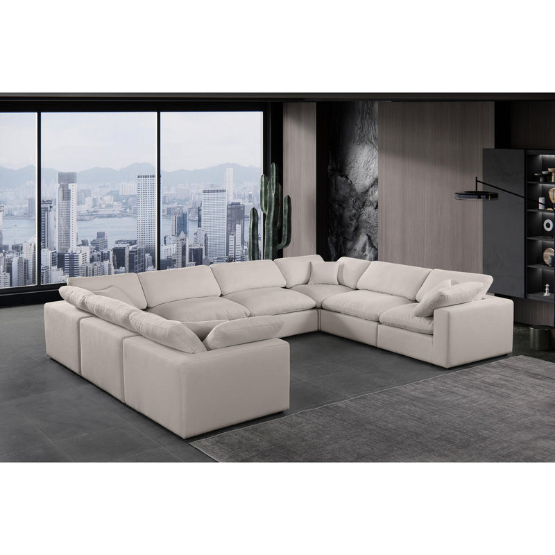 Meridian Comfy Beige Linen Textured Fabric Modular Sectional IMAGE 2
