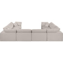 Meridian Comfy Beige Linen Textured Fabric Modular Sectional IMAGE 3