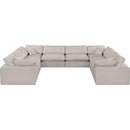 Meridian Comfy Beige Linen Textured Fabric Modular Sectional IMAGE 4