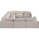 Meridian Comfy Beige Linen Textured Fabric Modular Sectional IMAGE 5