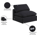 Meridian Comfy Black Linen Textured Fabric Modular Armless Chair IMAGE 10