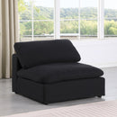 Meridian Comfy Black Linen Textured Fabric Modular Armless Chair IMAGE 2