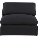 Meridian Comfy Black Linen Textured Fabric Modular Armless Chair IMAGE 4